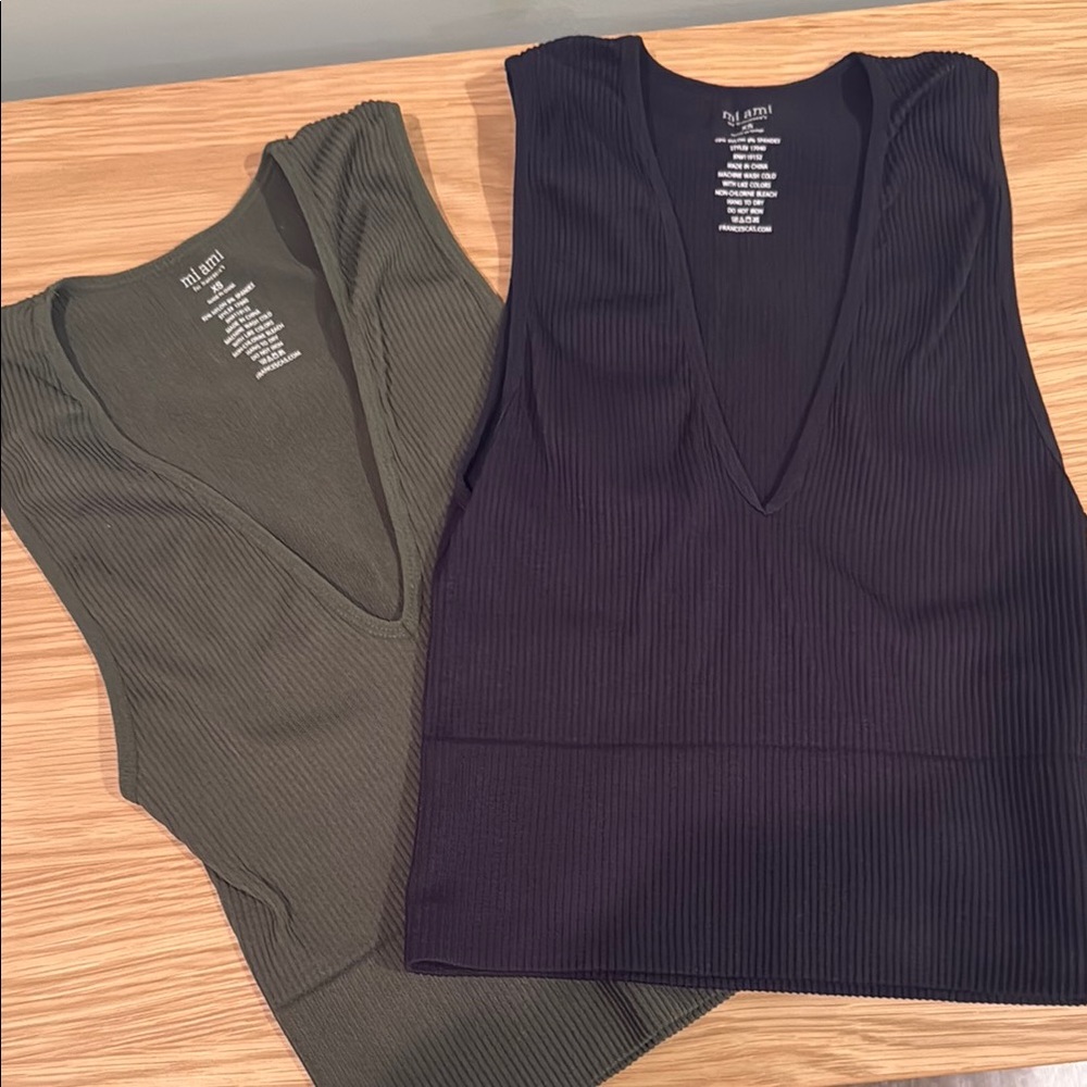 Miami Fitted Crop Tank Top Green and Black